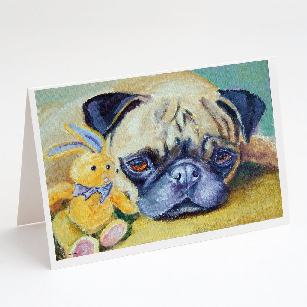 Pug Bunny Rabbit Greeting Cards Pack of 8 Blank Cards with Envelopes Whimsical A7 Size 5x7