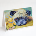 Pug Bunny Rabbit Greeting Cards Pack of 8 Blank Cards with Envelopes Whimsical A7 Size 5x7