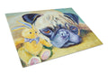 Pug Bunny Rabbit Cutting Board Tempered Glass Kitchen Cutting Surface, Heat Resistant Chopping, Non-Slip Feet, Food Prep & Serving