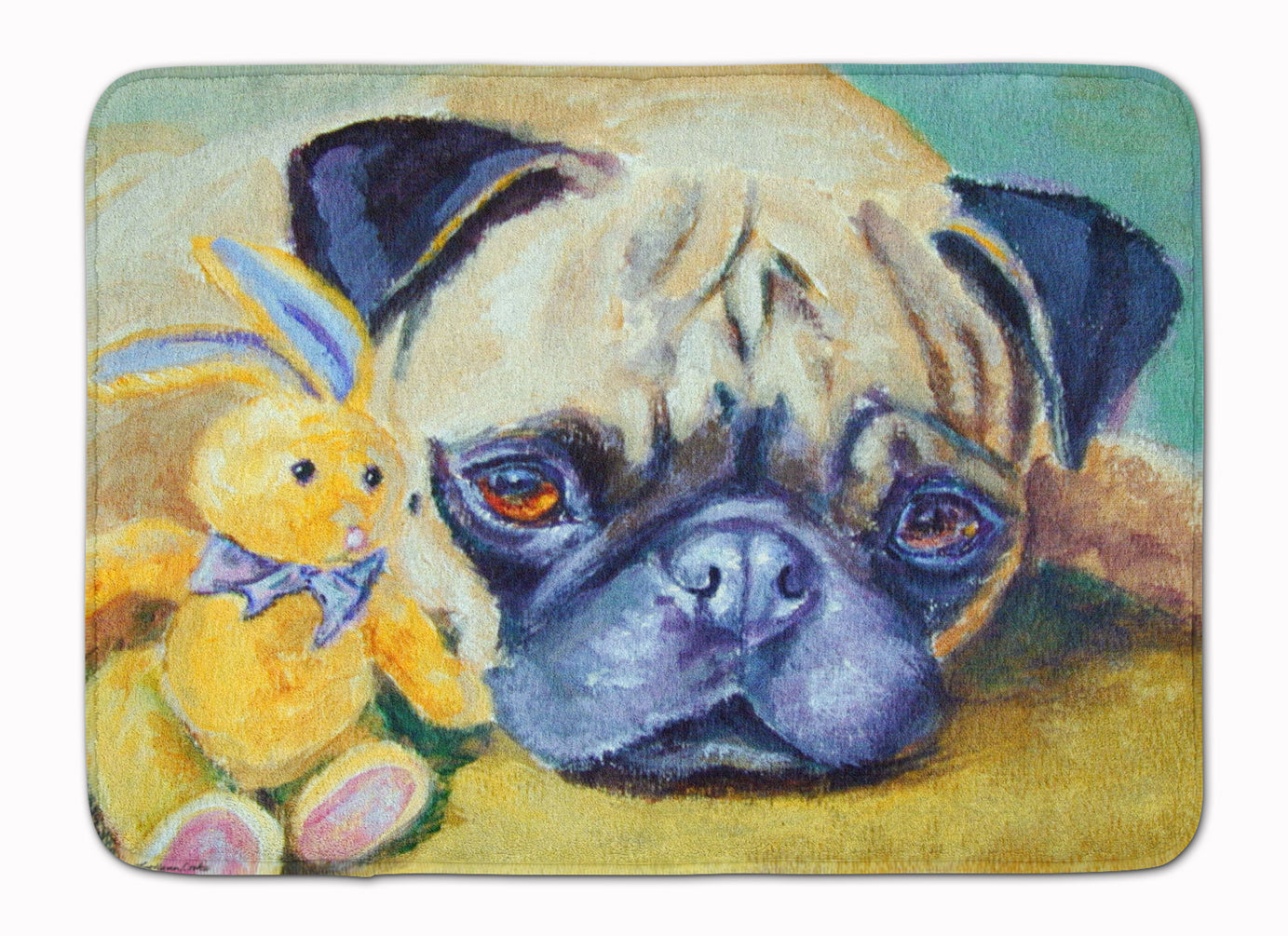 Pug Bunny Rabbit Memory Foam Kitchen Mat Machine Washable Anti-Fatigue Cushion Comfort Bath or Kitchen Rug