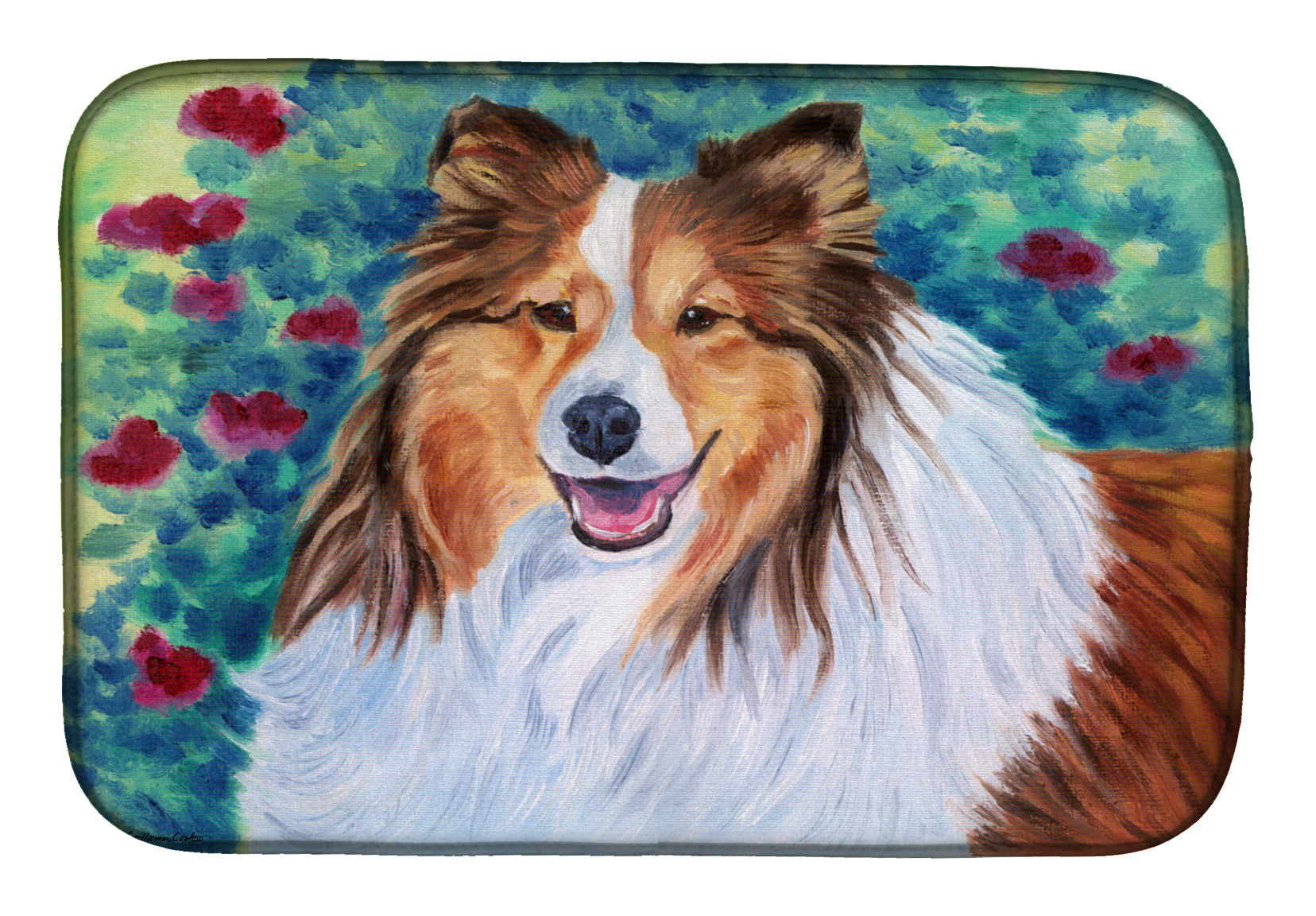 Sheltie Dish Drying Mat Absorbent Dish Drying Mat Pad for Kitchen Counter Dish Drainer Mat for Countertop, 14 x 21", Multicolor