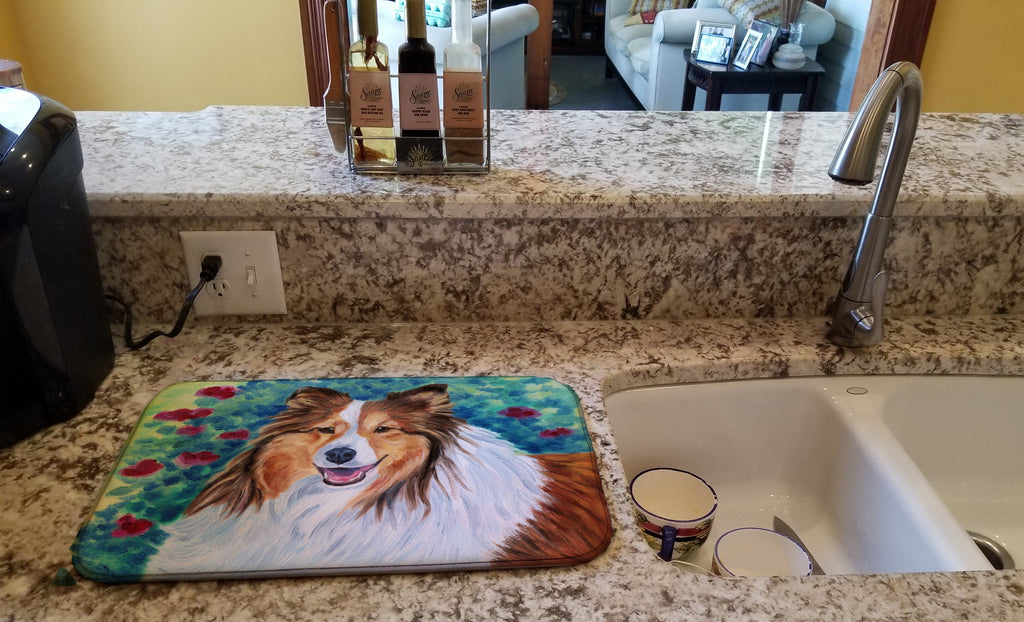 Sheltie Dish Drying Mat Absorbent Dish Drying Mat Pad for Kitchen Counter Dish Drainer Mat for Countertop, 14 x 21", Multicolor