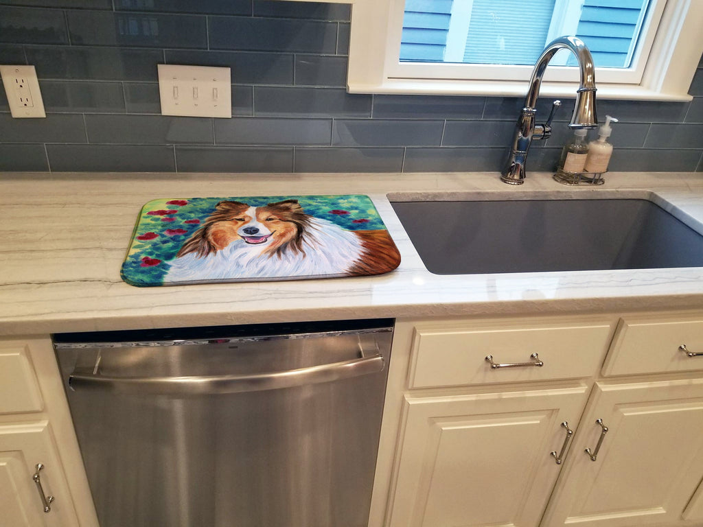 Sheltie Dish Drying Mat Absorbent Dish Drying Mat Pad for Kitchen Counter Dish Drainer Mat for Countertop, 14 x 21", Multicolor