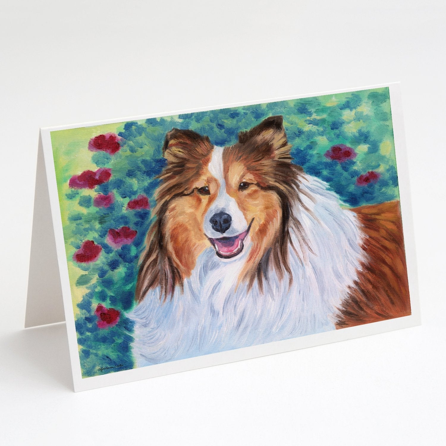 Sheltie Greeting Cards Pack of 8 Blank Cards with Envelopes Whimsical A7 Size 5x7