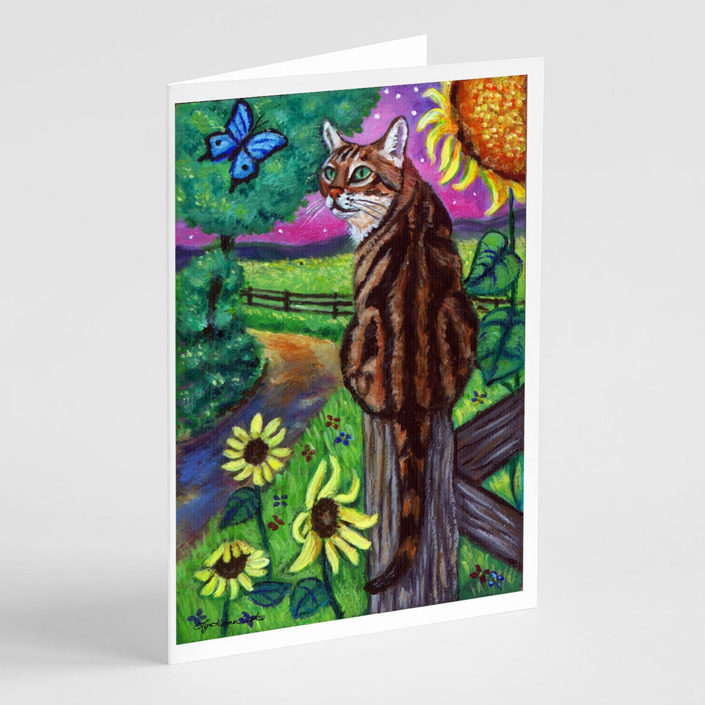 Bengal Cat Greeting Cards Pack of 8 Blank Cards with Envelopes Whimsical A7 Size 5x7