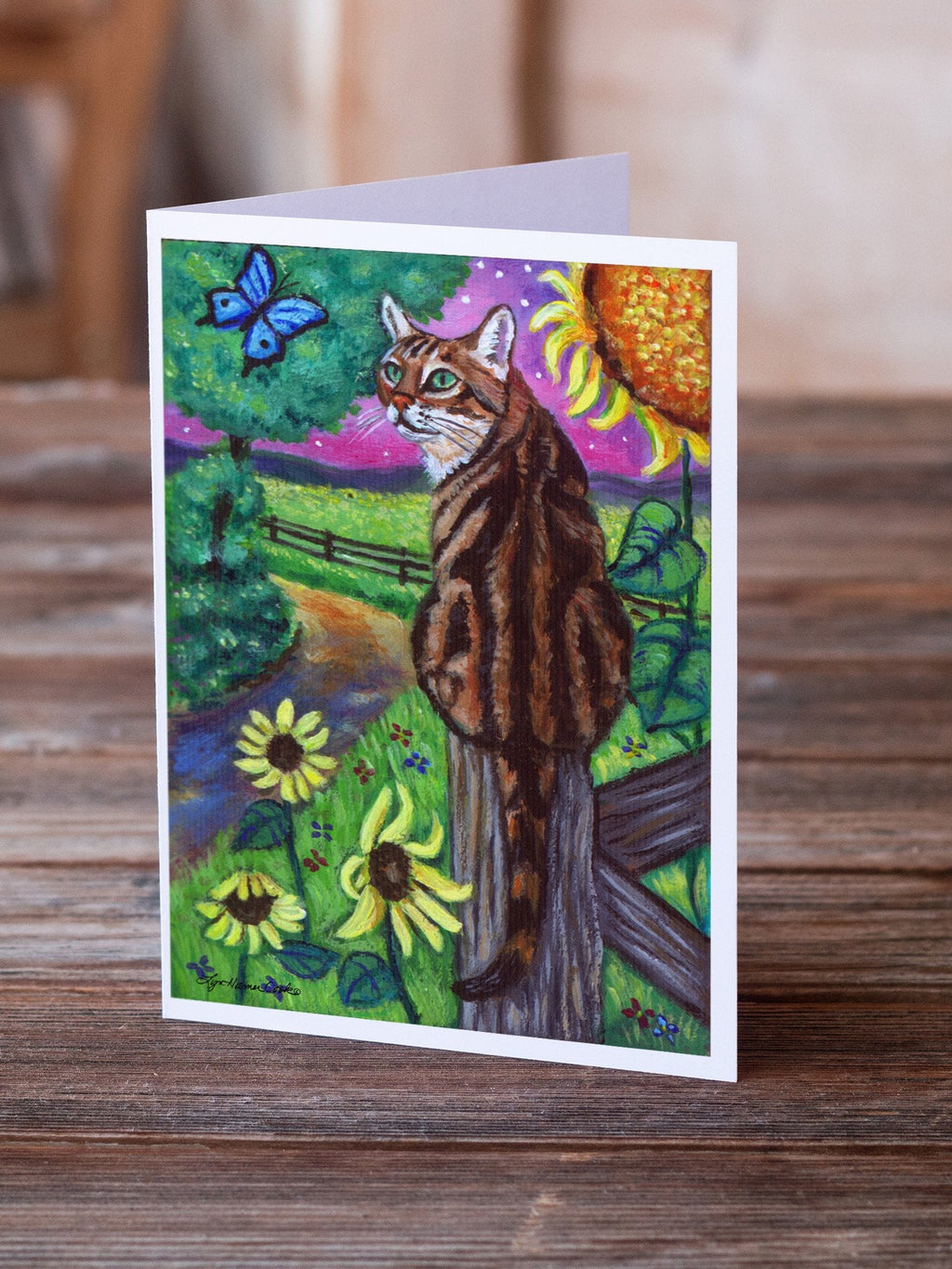 Bengal Cat Greeting Cards Pack of 8 Blank Cards with Envelopes Whimsical A7 Size 5x7