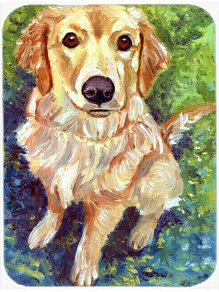 Golden Retriever Patience Cutting Board Tempered Glass Kitchen Cutting Surface, Heat Resistant Chopping, Non-Slip Feet, Food Prep & Serving