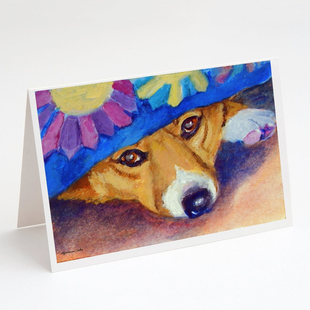 Peek-A-Boo Corgi Greeting Cards Pack of 8 Blank Cards with Envelopes Whimsical A7 Size 5x7