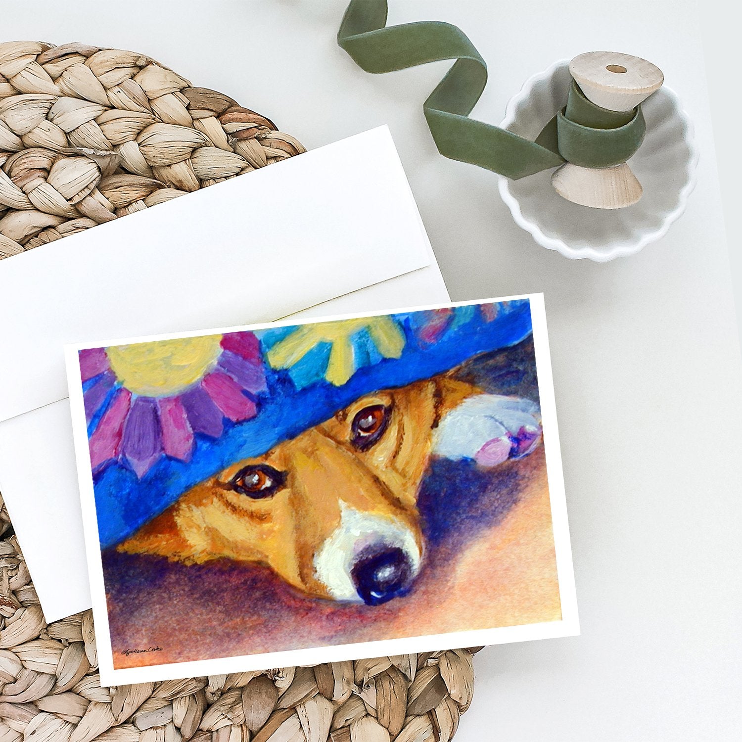 Peek-A-Boo Corgi Greeting Cards Pack of 8 Blank Cards with Envelopes Whimsical A7 Size 5x7