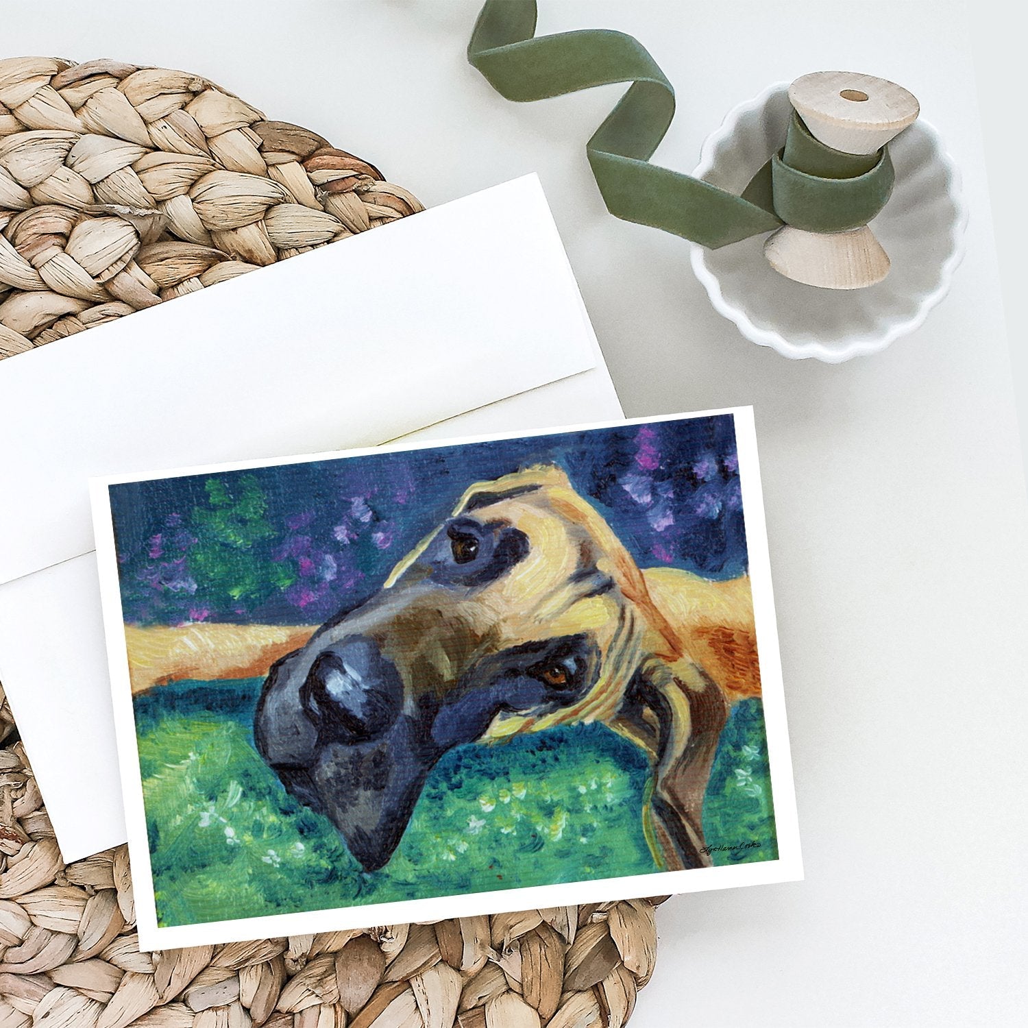 Great Dane Hard Day Greeting Cards Pack of 8 Blank Cards with Envelopes Whimsical A7 Size 5x7