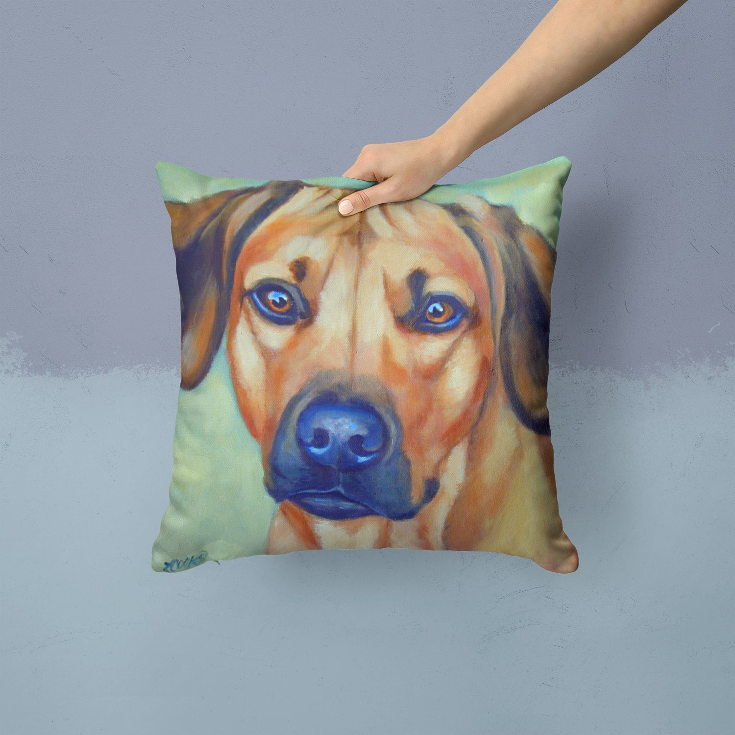Rhodesian Ridgeback Decorative Throw Pillow 14x14 Indoor Outdoor Accent Cushion, Fabric Cover with Insert for Sofa, Bed, Porch & Living Room