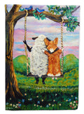 Corgi With Sheep Love Grows House Flag 28x40 Porch Sleeve Pole Decorative Outside Yard Banner Artwork Wall Hanging, Polyester