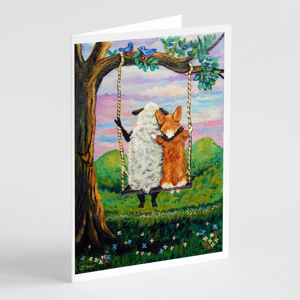 Corgi With Sheep Love Grows Greeting Cards Pack of 8 Blank Cards with Envelopes Whimsical A7 Size 5x7