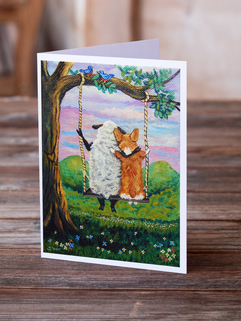 Corgi With Sheep Love Grows Greeting Cards Pack of 8 Blank Cards with Envelopes Whimsical A7 Size 5x7