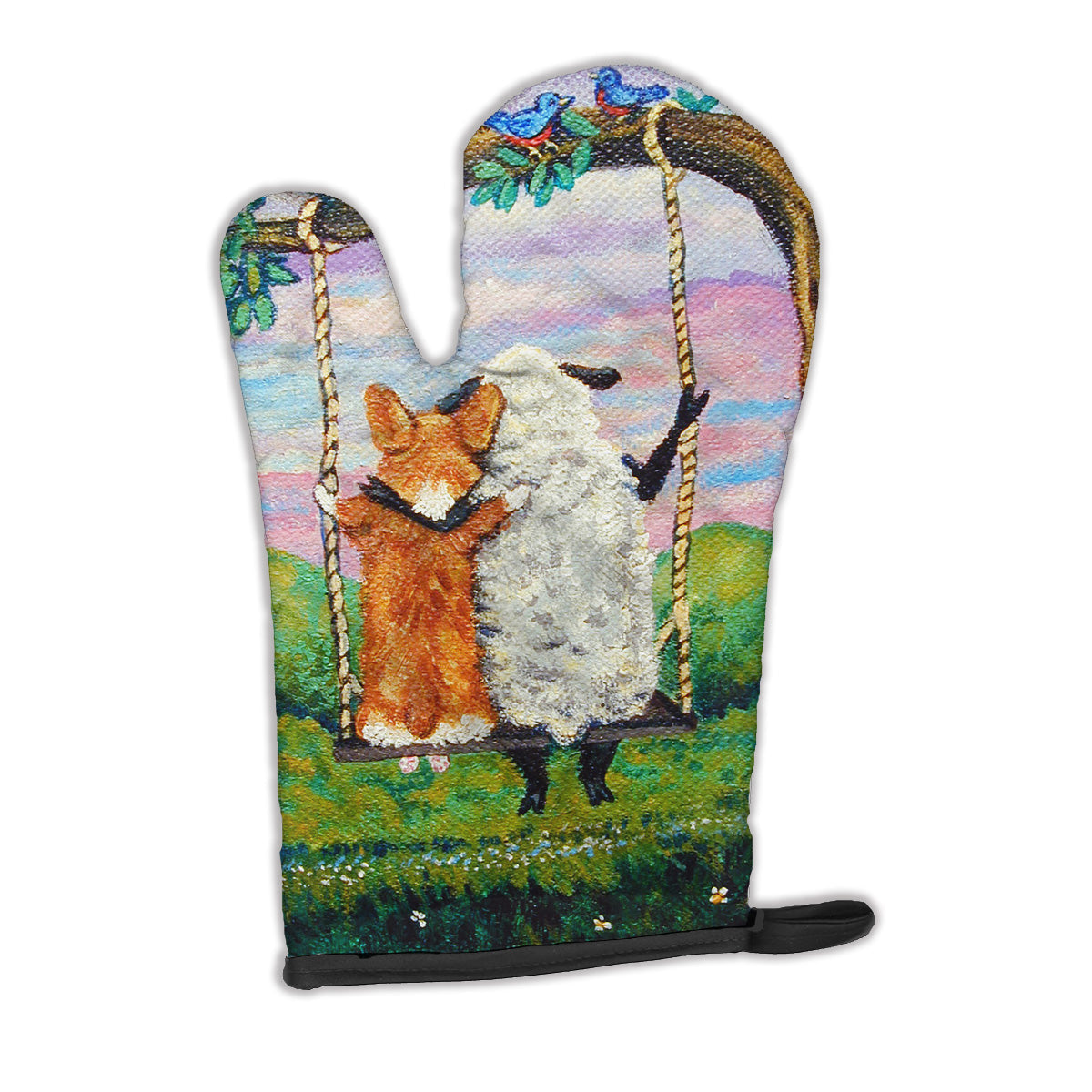 Corgi With Sheep Love Grows Oven Mitt Heat Resistant Thick Oven Mitt for Hot Pans and Oven, Kitchen Mitt Protect Hands, Cooking Baking Glove