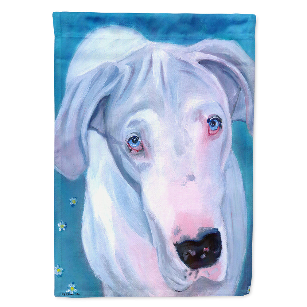 White Great Dane House Flag 28x40 Porch Sleeve Pole Decorative Outside Yard Banner Artwork Wall Hanging, Polyester