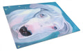 White Great Dane Cutting Board Tempered Glass Kitchen Cutting Surface, Heat Resistant Chopping, Non-Slip Feet, Food Prep & Serving