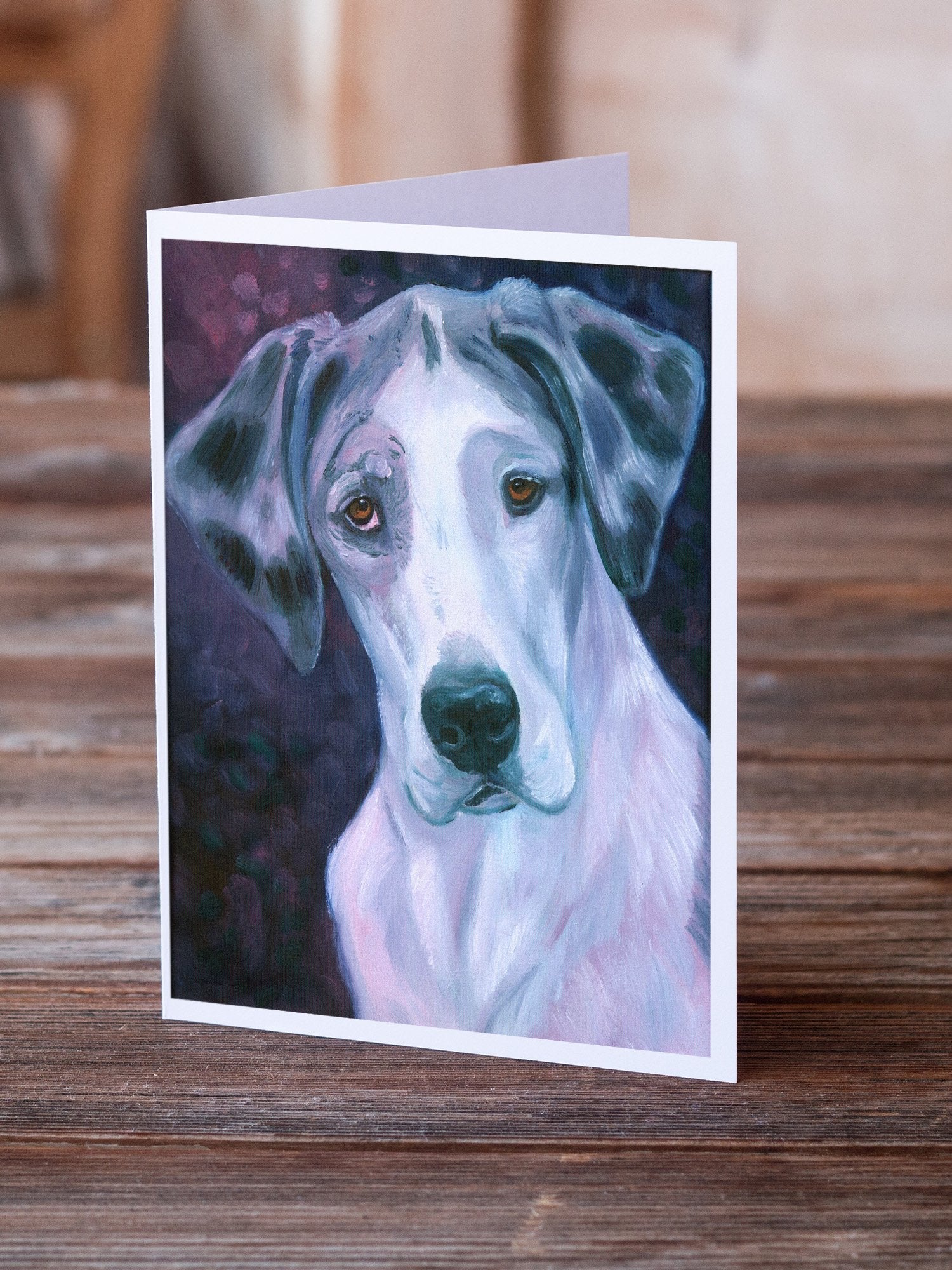 Curious Great Dane Greeting Cards Pack of 8 Blank Cards with Envelopes Whimsical A7 Size 5x7