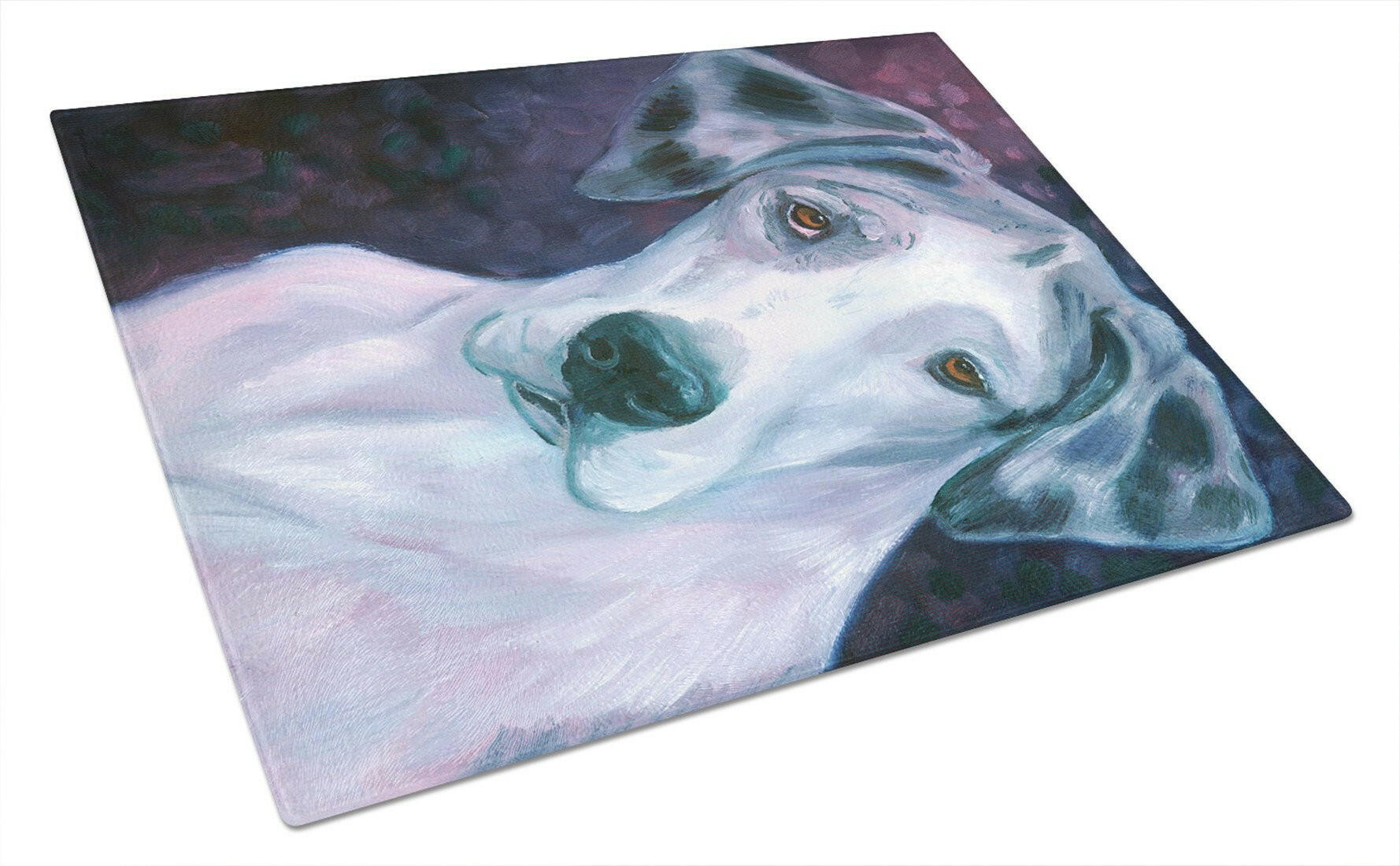 Curious Great Dane Cutting Board Tempered Glass Kitchen Cutting Surface, Heat Resistant Chopping, Non-Slip Feet, Food Prep & Serving