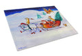 Corgi Highhacked Santa Claus Sleigh Cutting Board Tempered Glass Kitchen Cutting Surface, Heat Resistant Chopping, Non-Slip Feet, Food Prep & Serving
