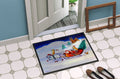 Corgi Highhacked Santa Claus Sleigh Doormat Indoor Outdoor 18H X 27W Front Door Mat Rugs for Entryway, Non Slip Washable
