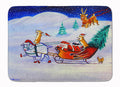 Corgi Highhacked Santa Claus Sleigh Memory Foam Kitchen Mat Machine Washable Anti-Fatigue Cushion Comfort Bath or Kitchen Rug