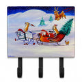 Corgi Highhacked Santa Claus Sleigh Leash or Key Holder Wall Hooks, Coat Rack Wall Mount, for Hanging Keys, Towels, Aprons, Leashes