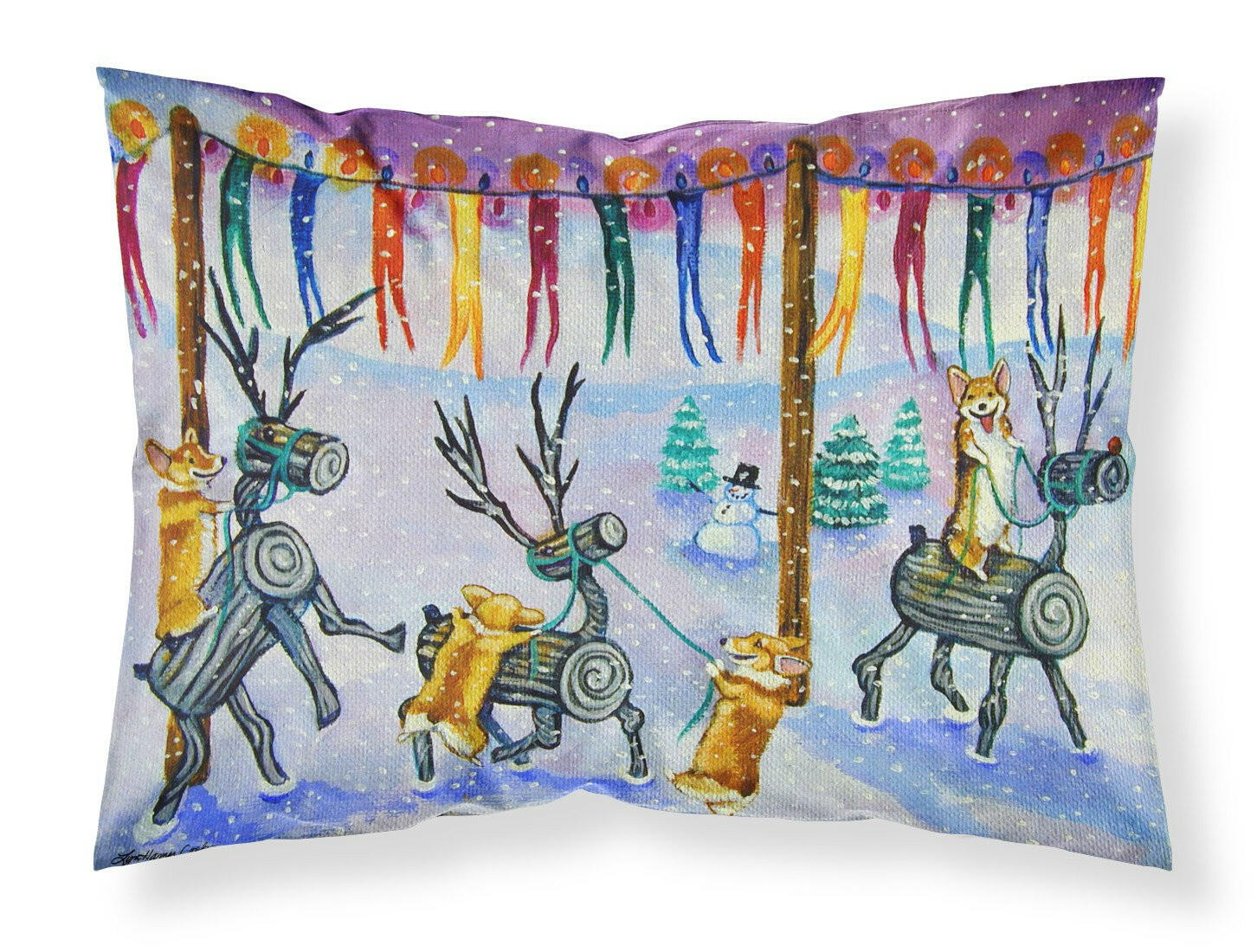 Corgi Log Reindeer Race Christmas Standard Pillowcase Lightweight Super Soft Easy Care Decorative Artwork Pillowcase, Standard