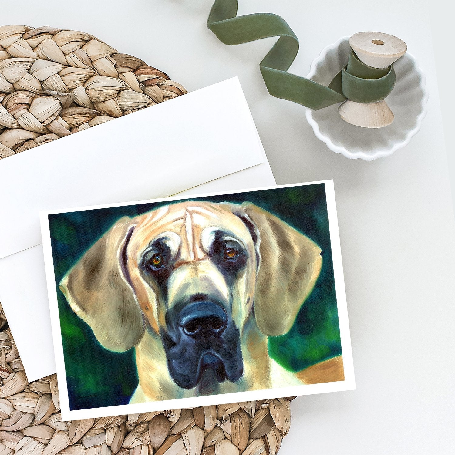 Great Dane Lookin at you Greeting Cards Pack of 8 Blank Cards with Envelopes Whimsical A7 Size 5x7