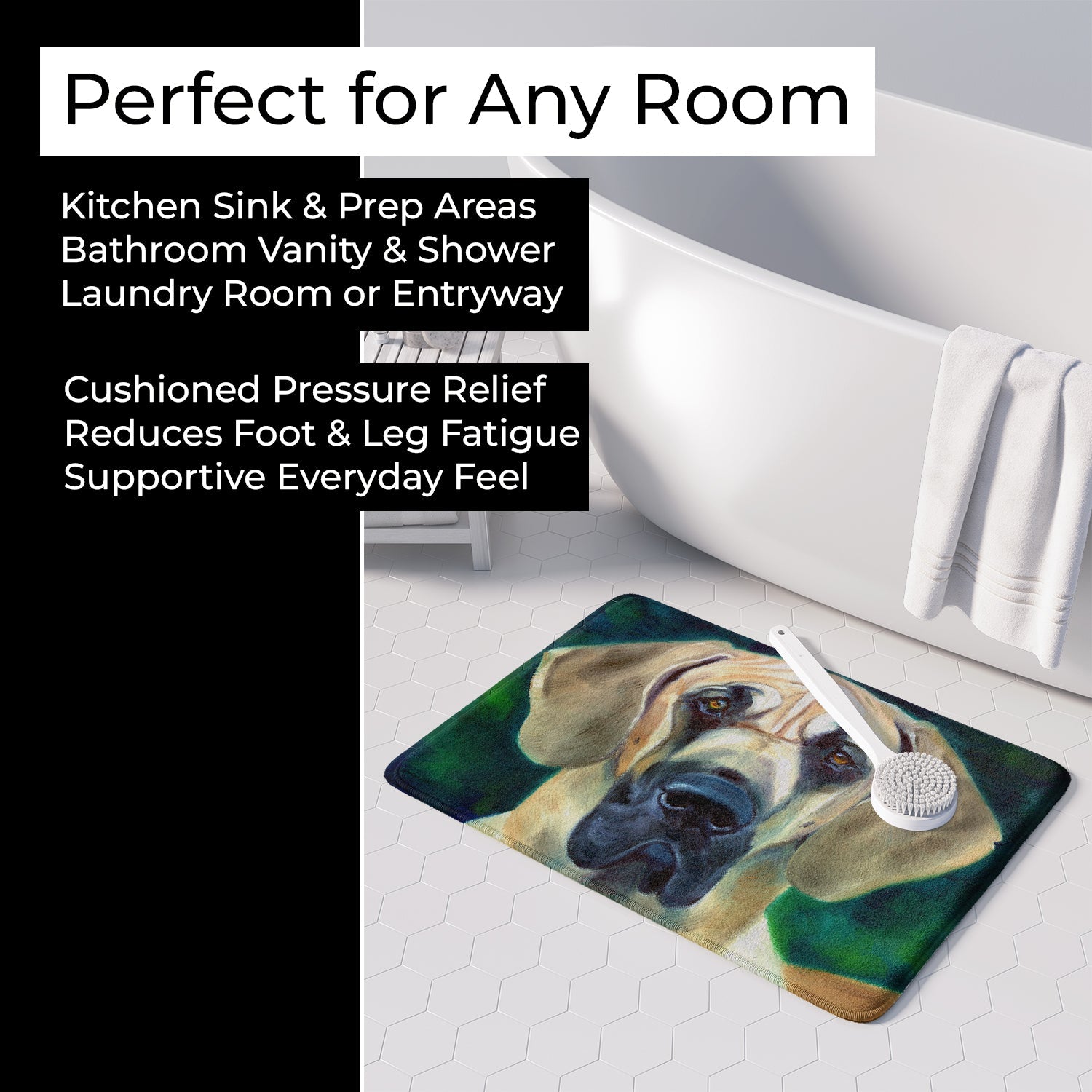 Great Dane Lookin at you Memory Foam Kitchen Mat Machine Washable Anti-Fatigue Cushion Comfort Bath or Kitchen Rug