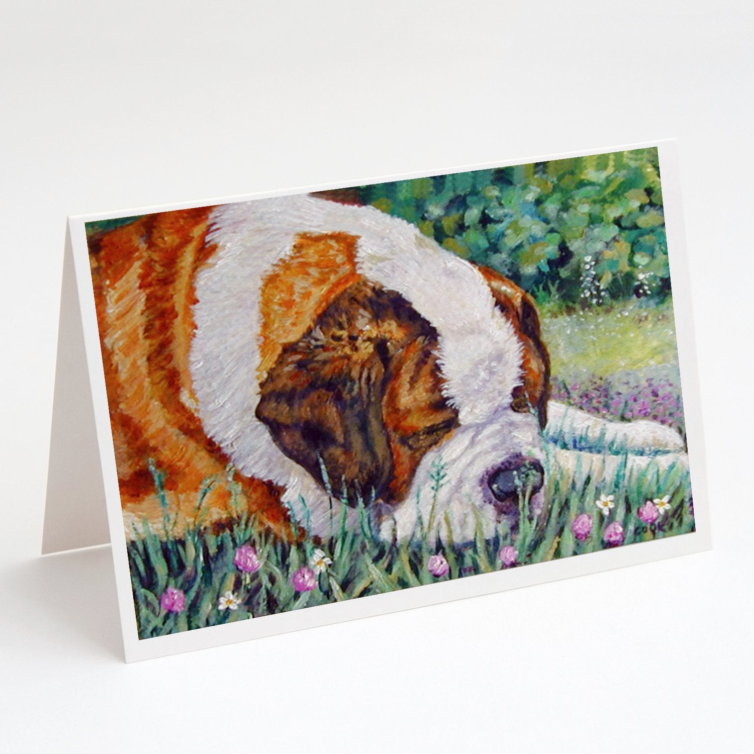 Saint Bernard Naptime Greeting Cards Pack of 8 Blank Cards with Envelopes Whimsical A7 Size 5x7