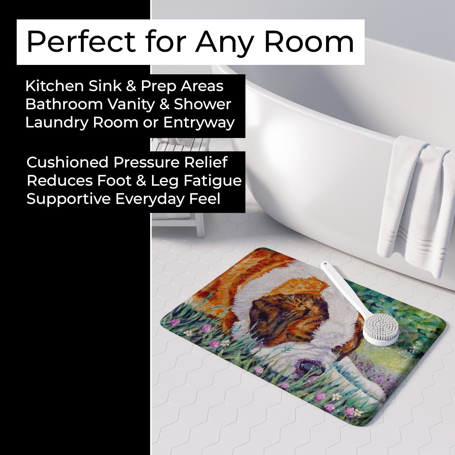 Saint Bernard Naptime Memory Foam Kitchen Mat Machine Washable Anti-Fatigue Cushion Comfort Bath or Kitchen Rug
