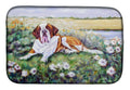 Saint Bernard in Flowers Dish Drying Mat Absorbent Dish Drying Mat Pad for Kitchen Counter Dish Drainer Mat for Countertop, 14 x 21", Multicolor