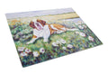 Saint Bernard in Flowers Cutting Board Tempered Glass Kitchen Cutting Surface, Heat Resistant Chopping, Non-Slip Feet, Food Prep & Serving