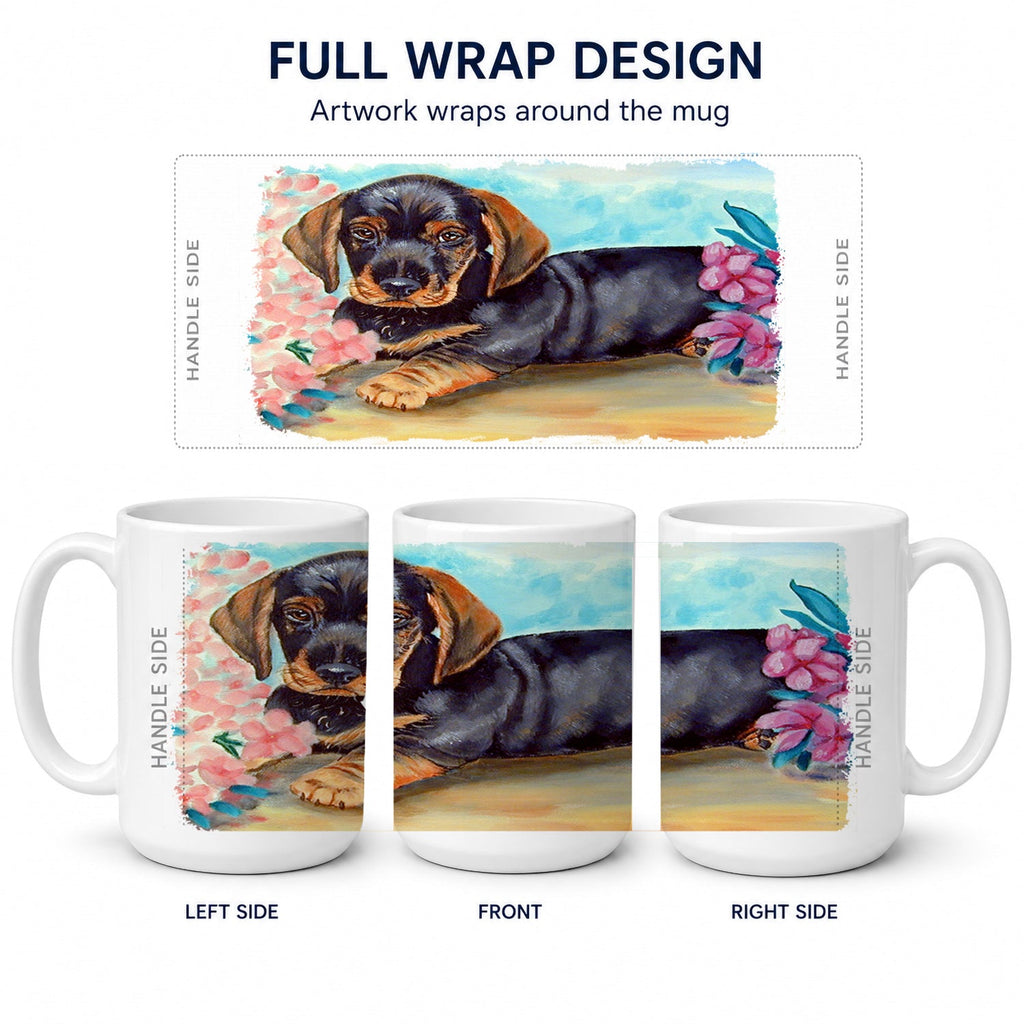 Dachshund Ceramic Coffee Mug 15 oz Decorative Large C Handle Mug Cup for Tea, Cocoa Hot Chocolate