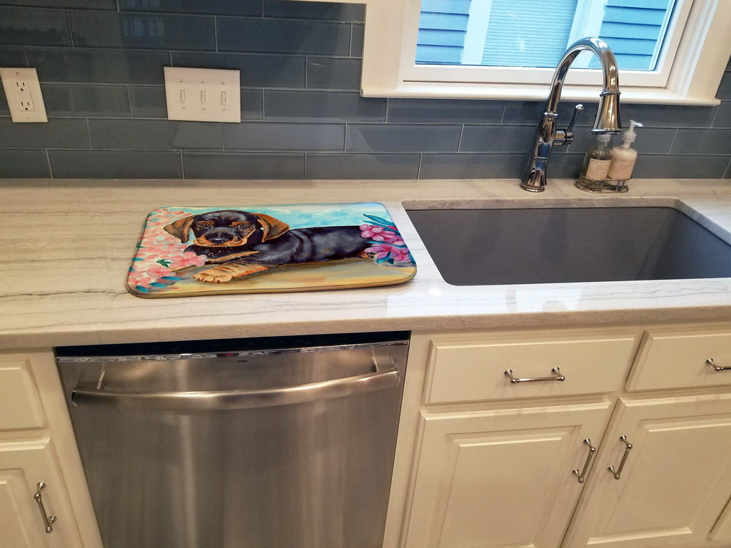 Dachshund Dish Drying Mat Absorbent Dish Drying Mat Pad for Kitchen Counter Dish Drainer Mat for Countertop, 14 x 21", Multicolor