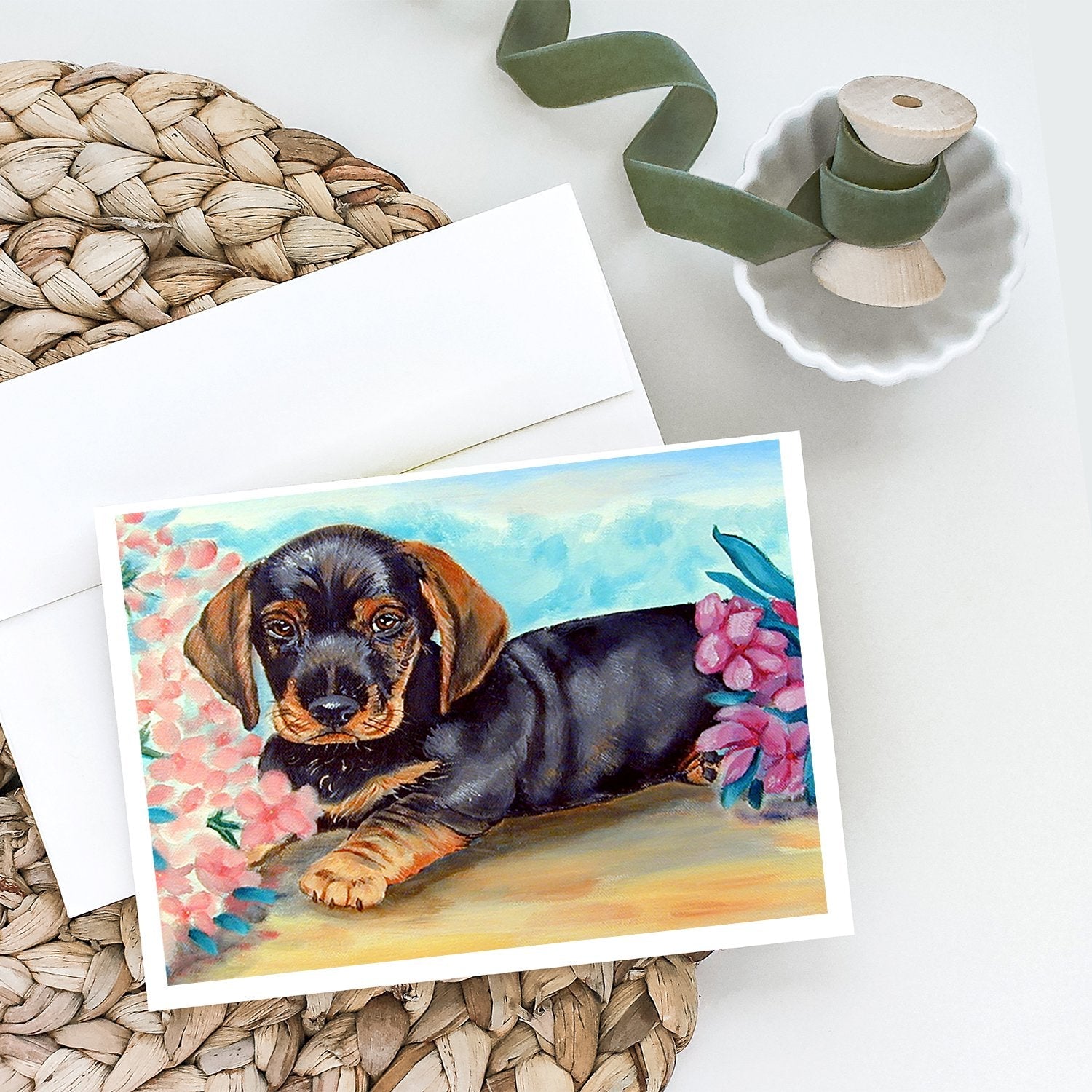 Dachshund Greeting Cards Pack of 8 Blank Cards with Envelopes Whimsical A7 Size 5x7