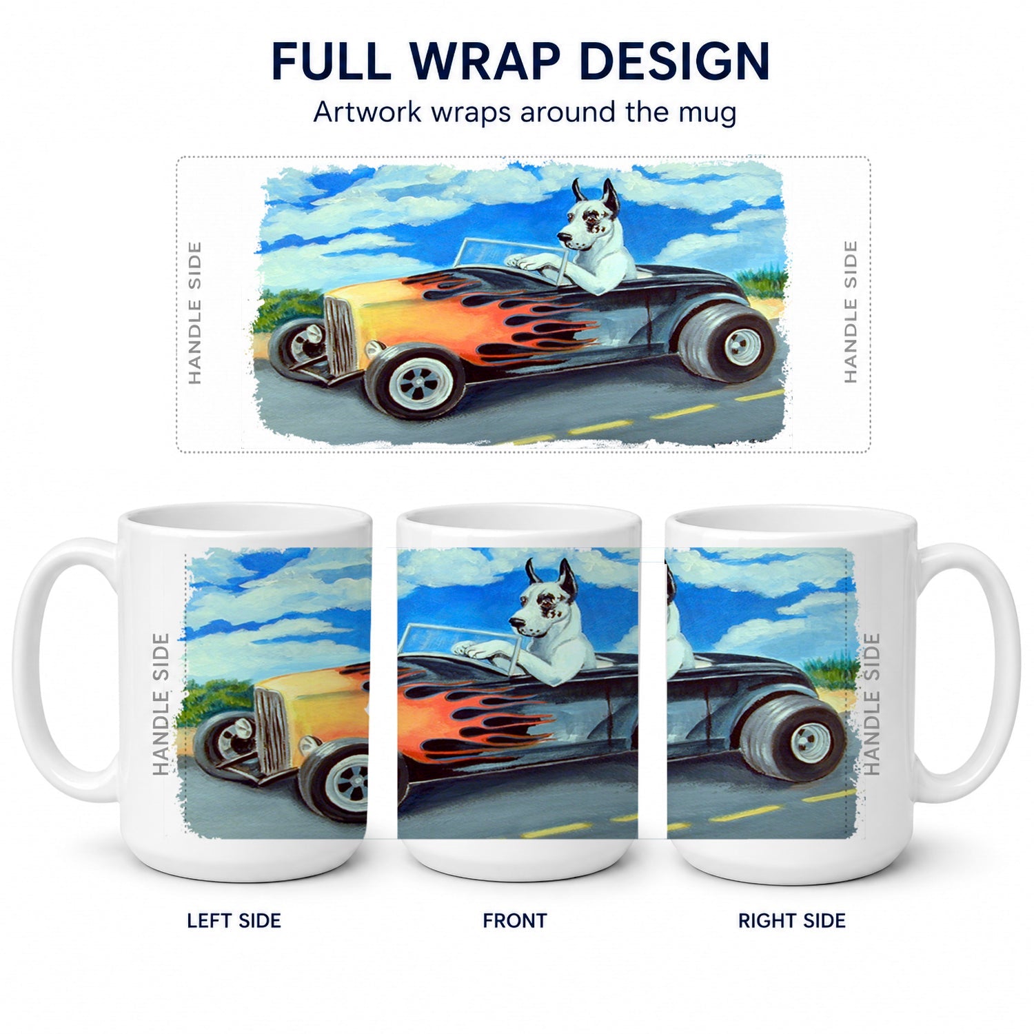 Great Dane Ceramic Coffee Mug 15 oz Decorative Large C Handle Mug Cup for Tea, Cocoa Hot Chocolate