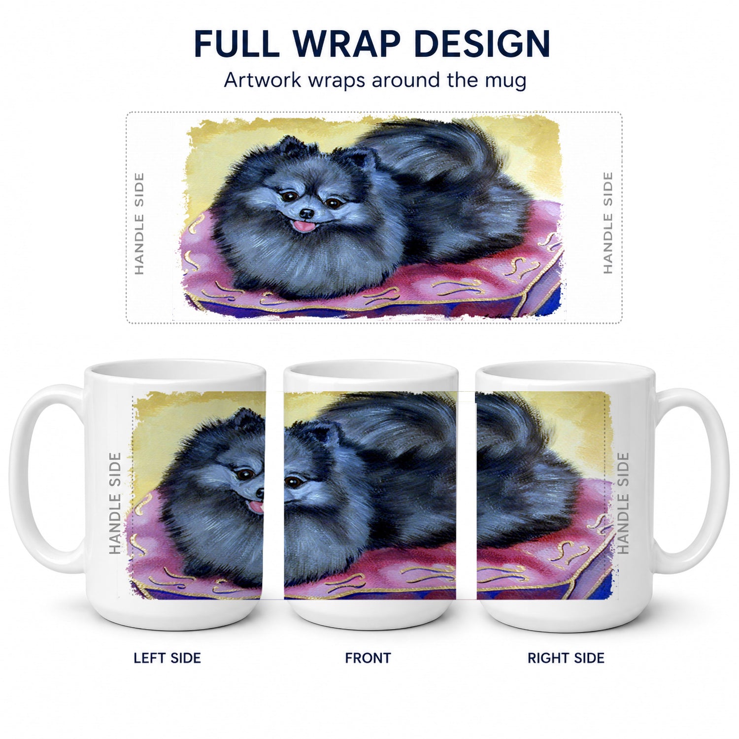 Pomeranian Ceramic Coffee Mug 15 oz Decorative Large C Handle Mug Cup for Tea, Cocoa Hot Chocolate