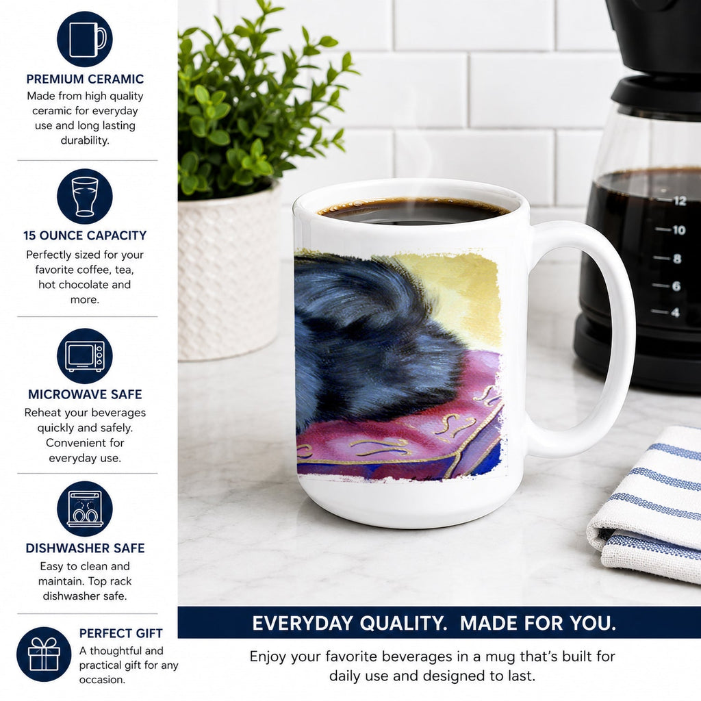 Pomeranian Ceramic Coffee Mug 15 oz Decorative Large C Handle Mug Cup for Tea, Cocoa Hot Chocolate