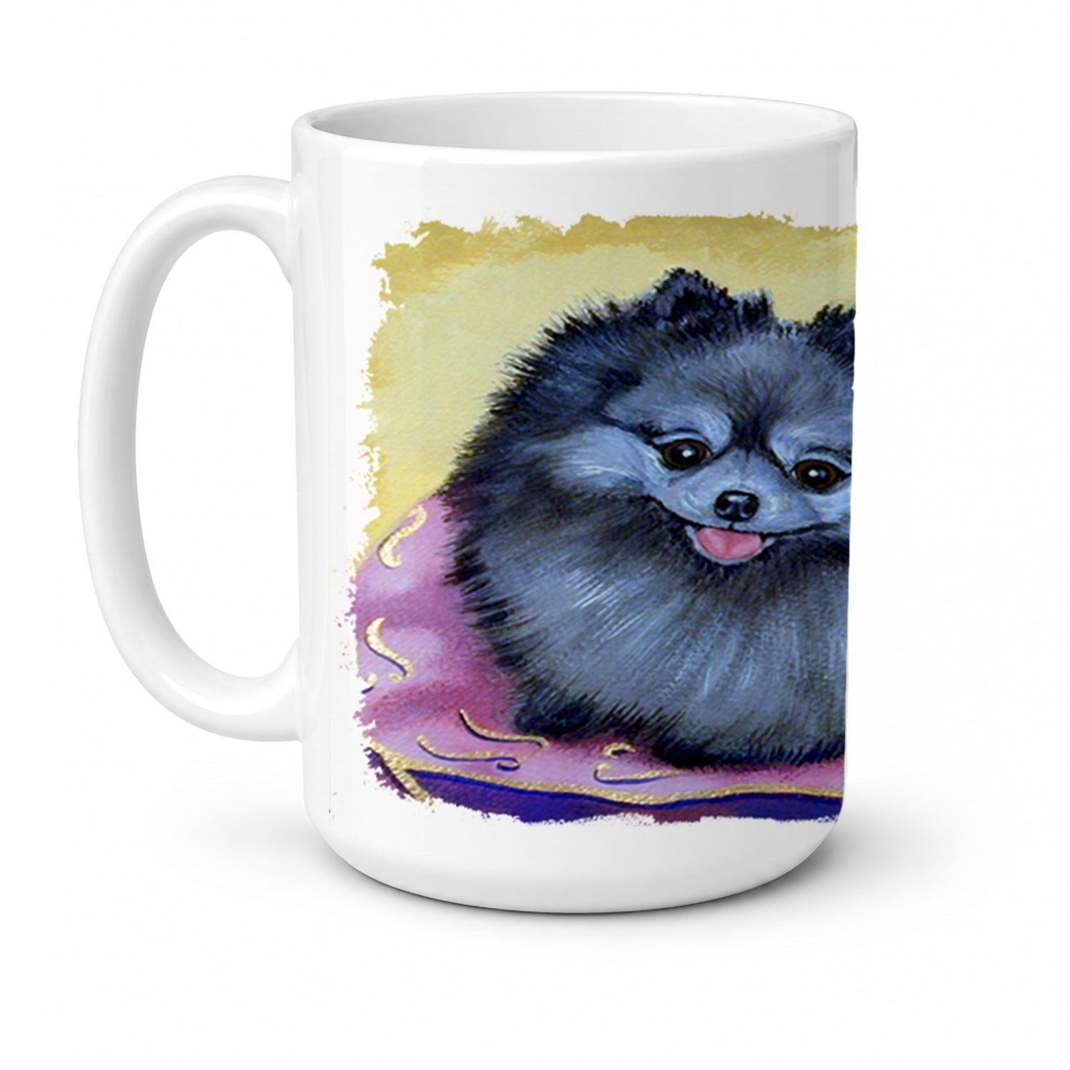 Pomeranian Ceramic Coffee Mug 15 oz Decorative Large C Handle Mug Cup for Tea, Cocoa Hot Chocolate