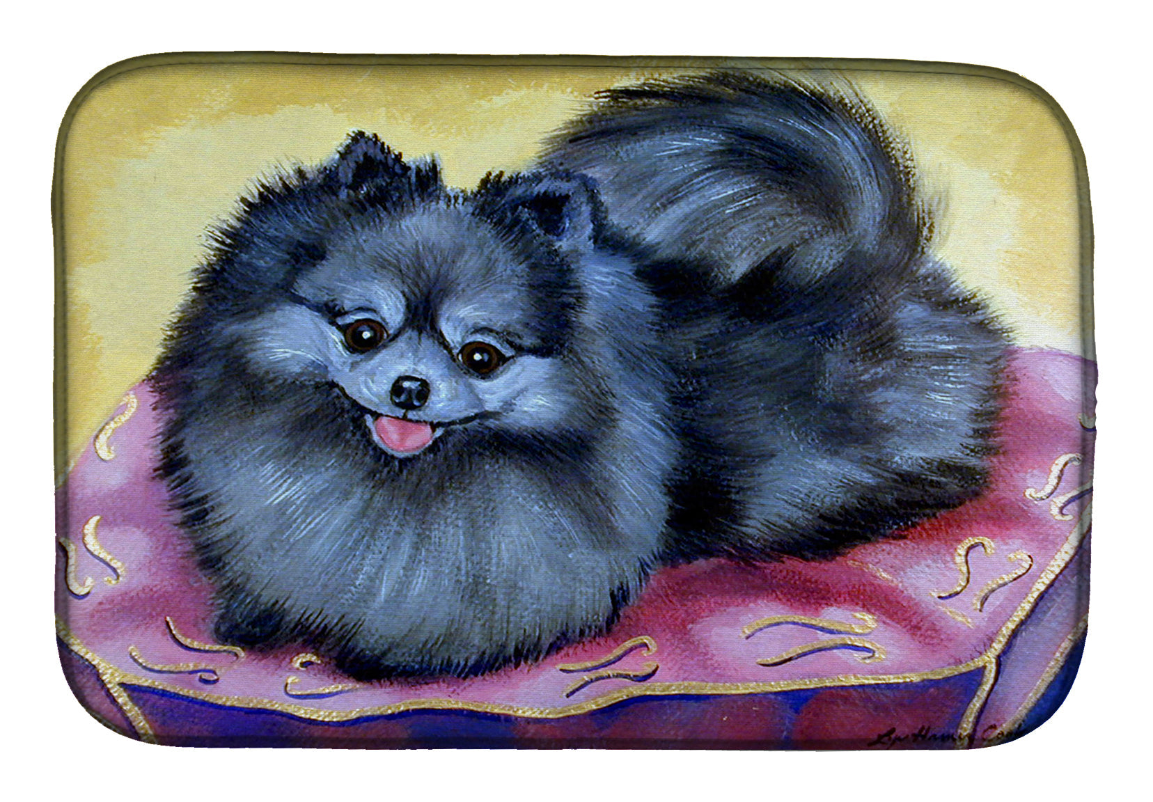Pomeranian Dish Drying Mat Absorbent Dish Drying Mat Pad for Kitchen Counter Dish Drainer Mat for Countertop, 14 x 21", Multicolor