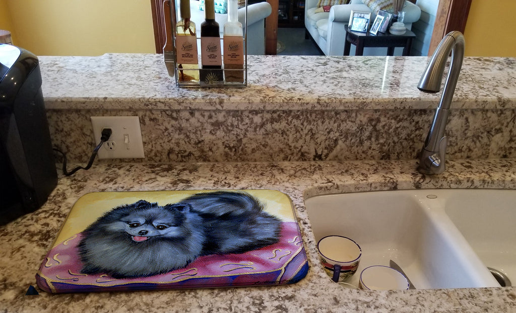 Pomeranian Dish Drying Mat Absorbent Dish Drying Mat Pad for Kitchen Counter Dish Drainer Mat for Countertop, 14 x 21", Multicolor