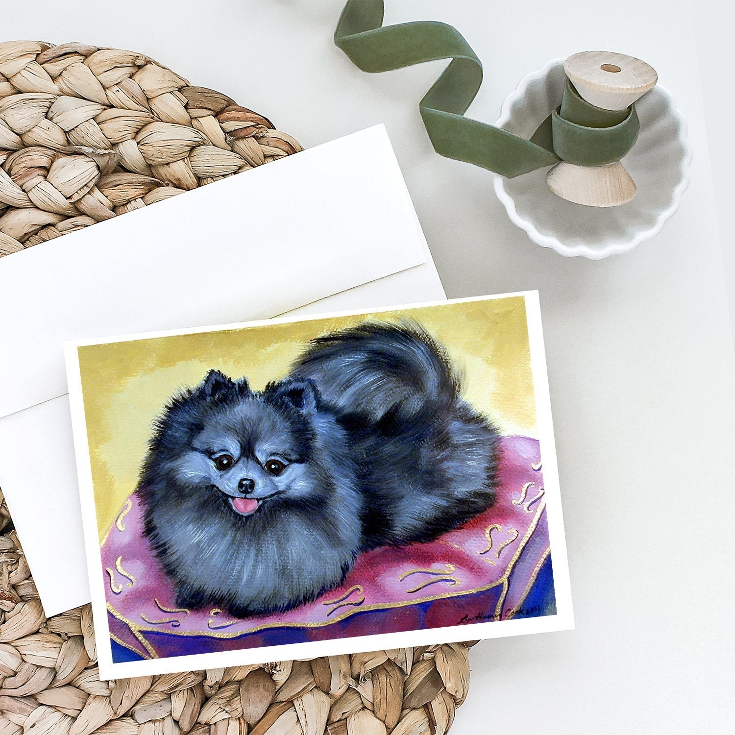 Pomeranian Greeting Cards Pack of 8 Blank Cards with Envelopes Whimsical A7 Size 5x7