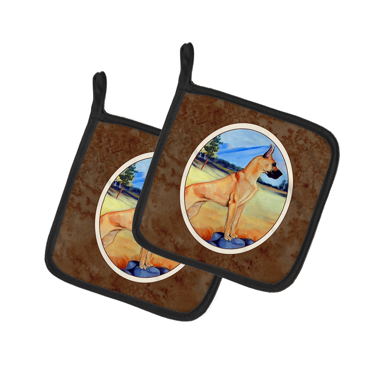 Great Dane Pot Holder Set of 2 Heat Resistant Quilted Hot Pads 7.5 x 7.5 Inch, Insulated Kitchen Trivets for Cooking & Baking