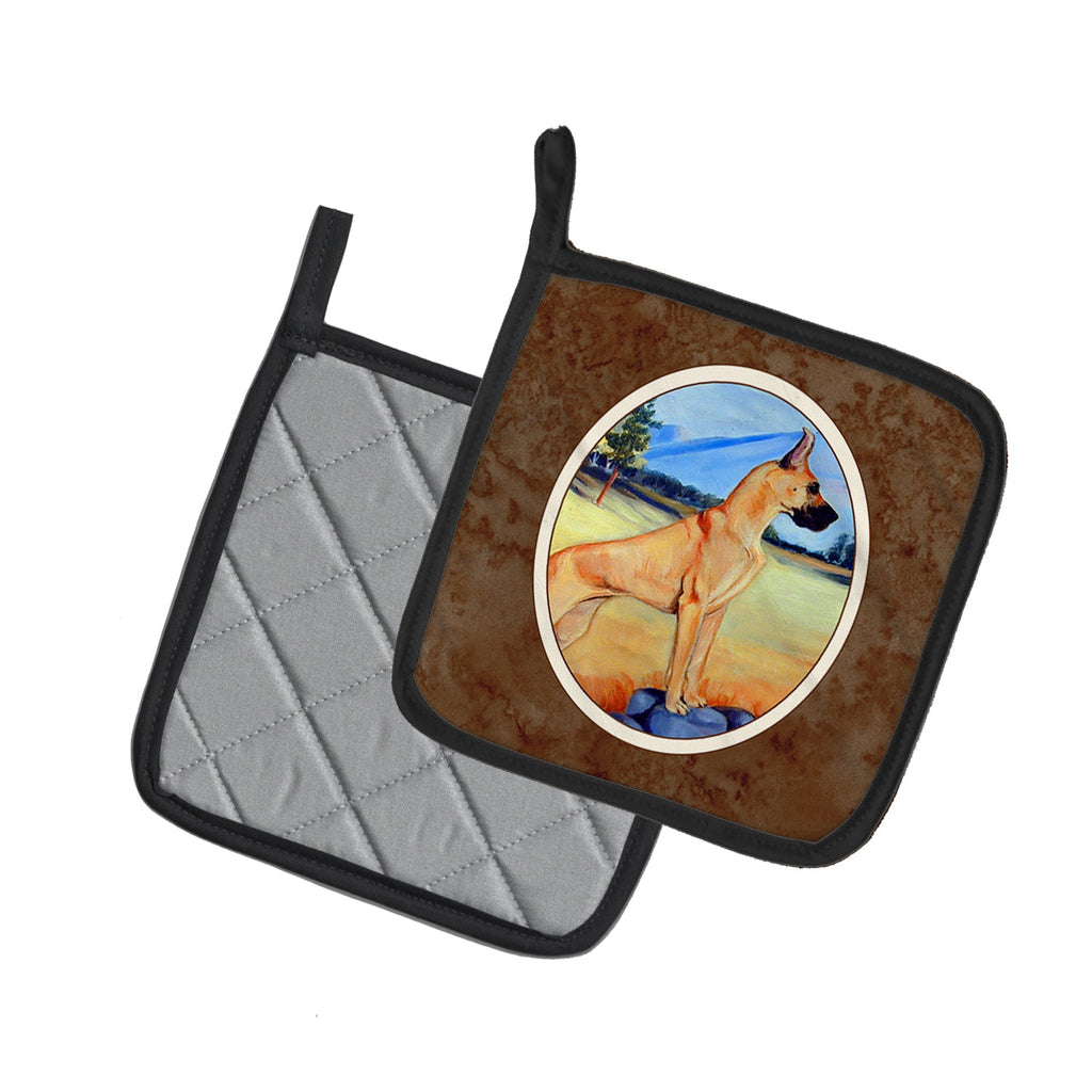 Great Dane Pot Holder Set of 2 Heat Resistant Quilted Hot Pads 7.5 x 7.5 Inch, Insulated Kitchen Trivets for Cooking & Baking