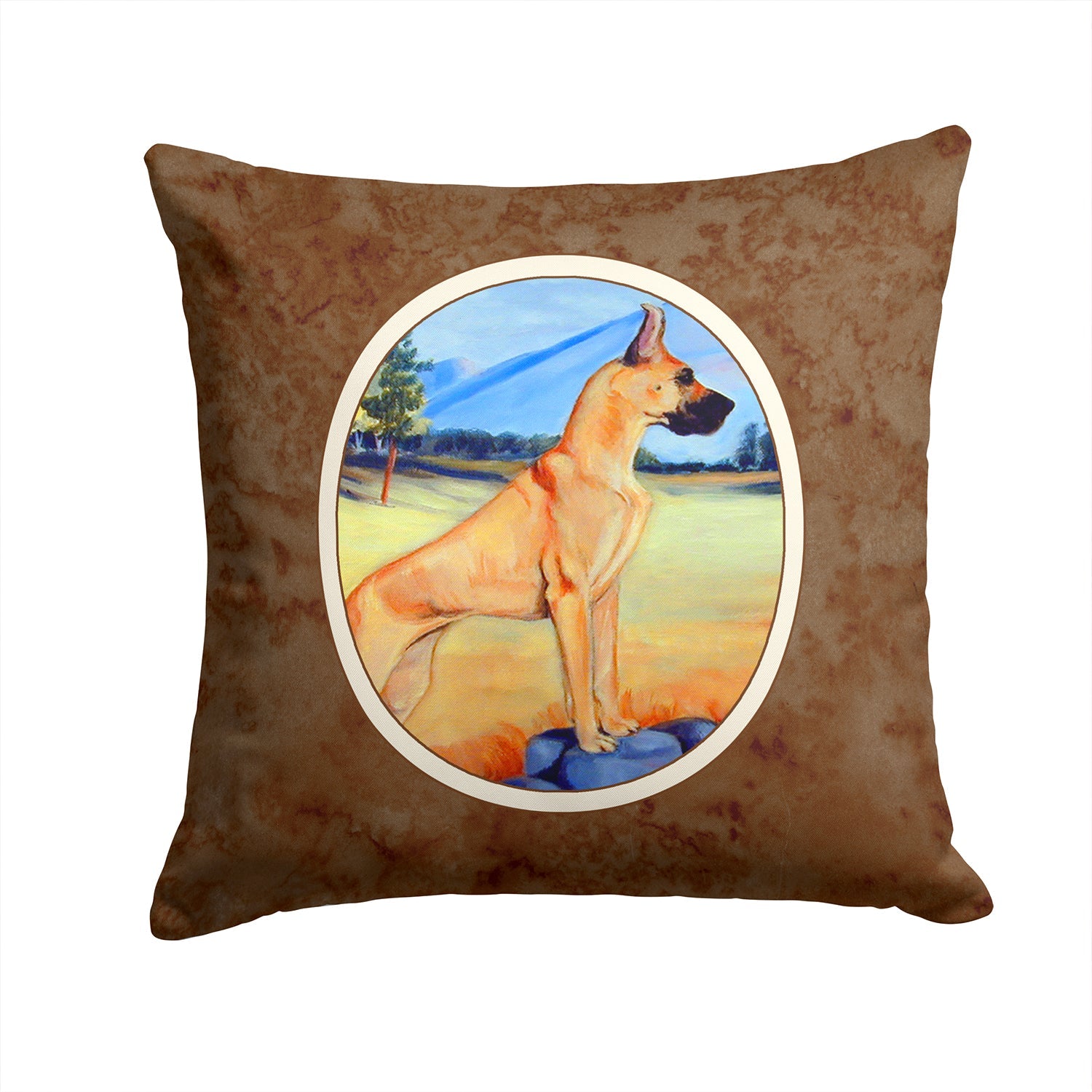 Great Dane Decorative Throw Pillow 14x14 Indoor Outdoor Accent Cushion, Fabric Cover with Insert for Sofa, Bed, Porch & Living Room