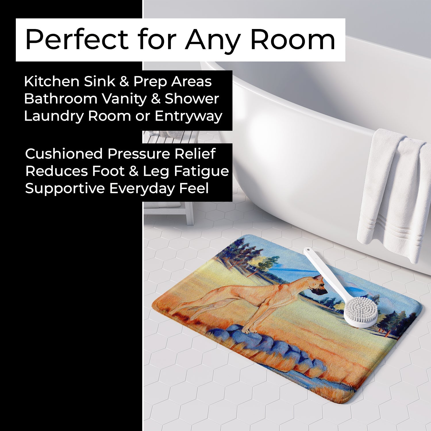 Great Dane Memory Foam Kitchen Mat Machine Washable Anti-Fatigue Cushion Comfort Bath or Kitchen Rug
