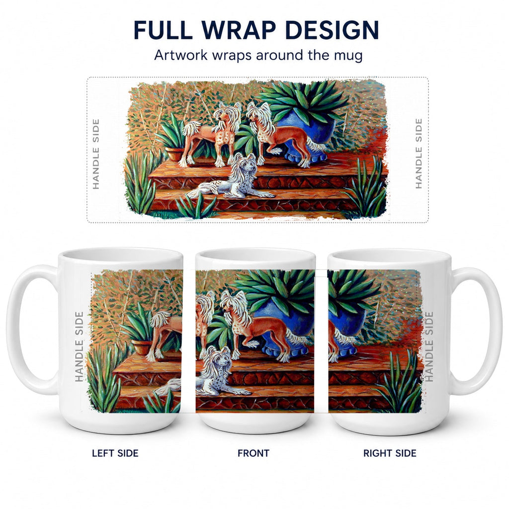 Chinese Crested  Ceramic Coffee Mug 15 oz Decorative Large C Handle Mug Cup for Tea, Cocoa Hot Chocolate
