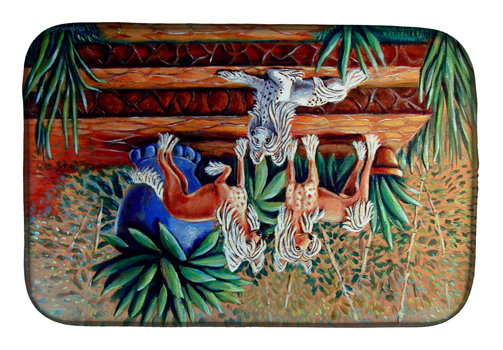 Chinese Crested  Dish Drying Mat Absorbent Dish Drying Mat Pad for Kitchen Counter Dish Drainer Mat for Countertop, 14 x 21", Multicolor